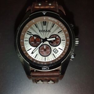 Fossil Chronograph Watch with Silver and Brown Tones